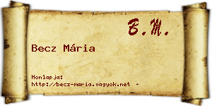 Becz Mária névjegykártya